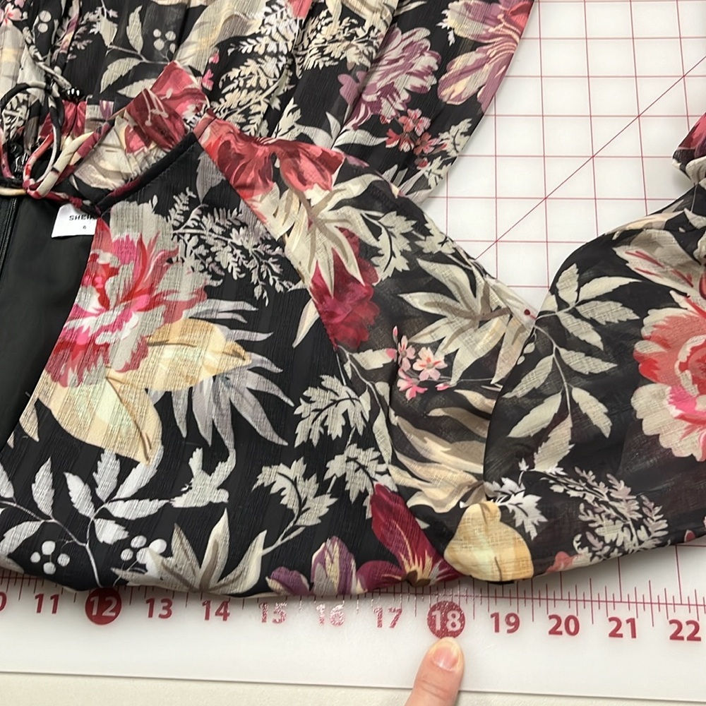 SHEIKE "Mahalo" Party/Romance Tiered Ruffle Keyhole Jacquard Floral Dress SZ 8 - Picture 14 of 15